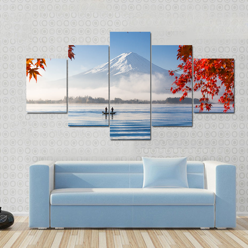 Fuji Mountain Lake In Autumn Canvas Wall Art