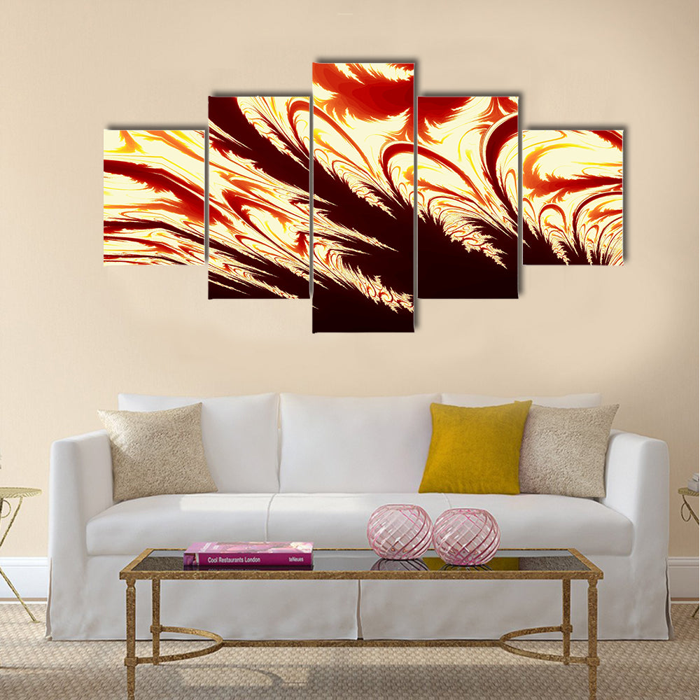Fractal Flame Feather Illustration Canvas Wall Art