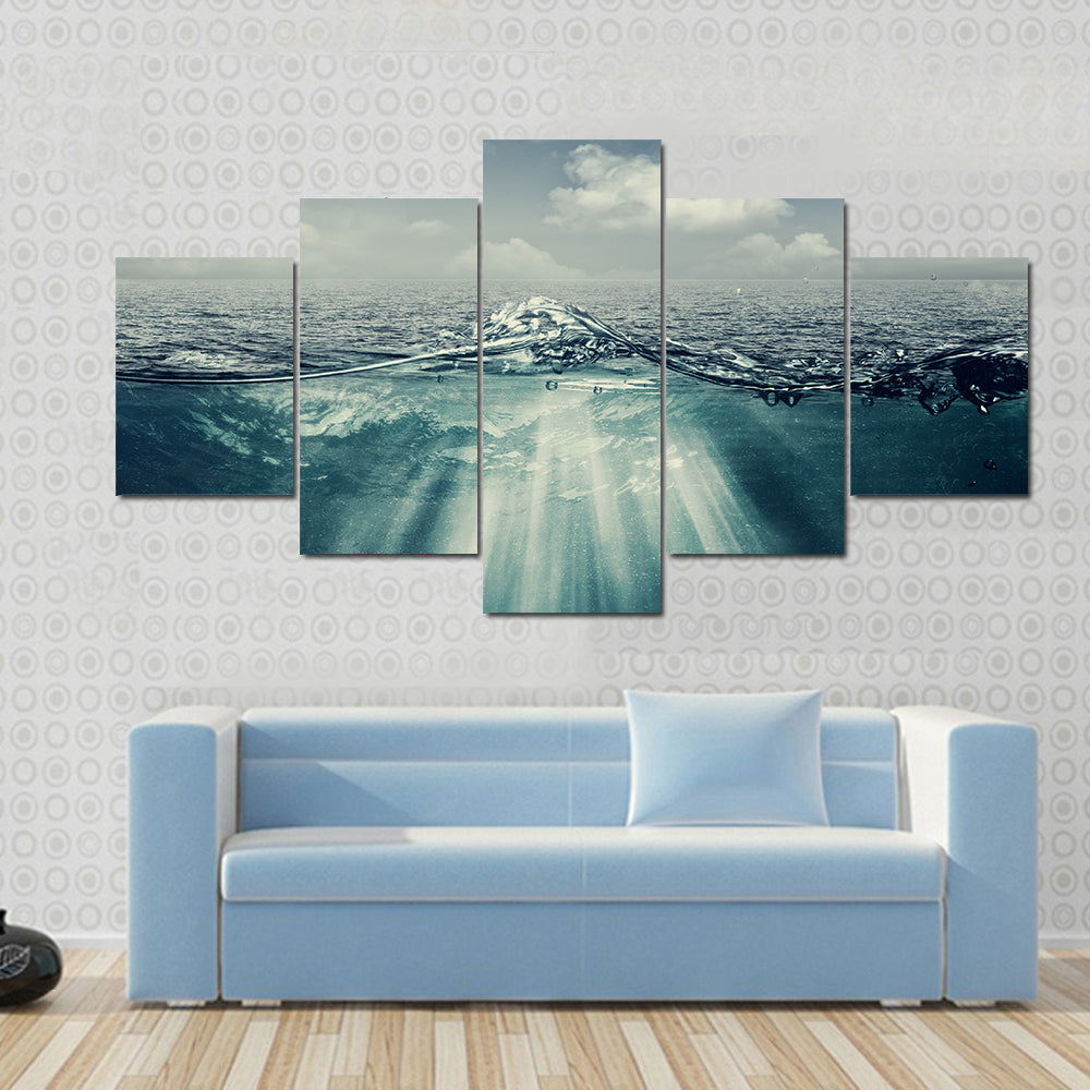 Split Perspective Underwater Ocean Landscape Canvas Wall Art
