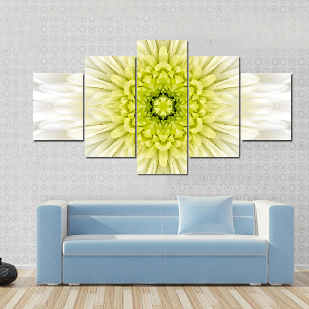 White Mandala Concentric Flower Canvas Wall Art
