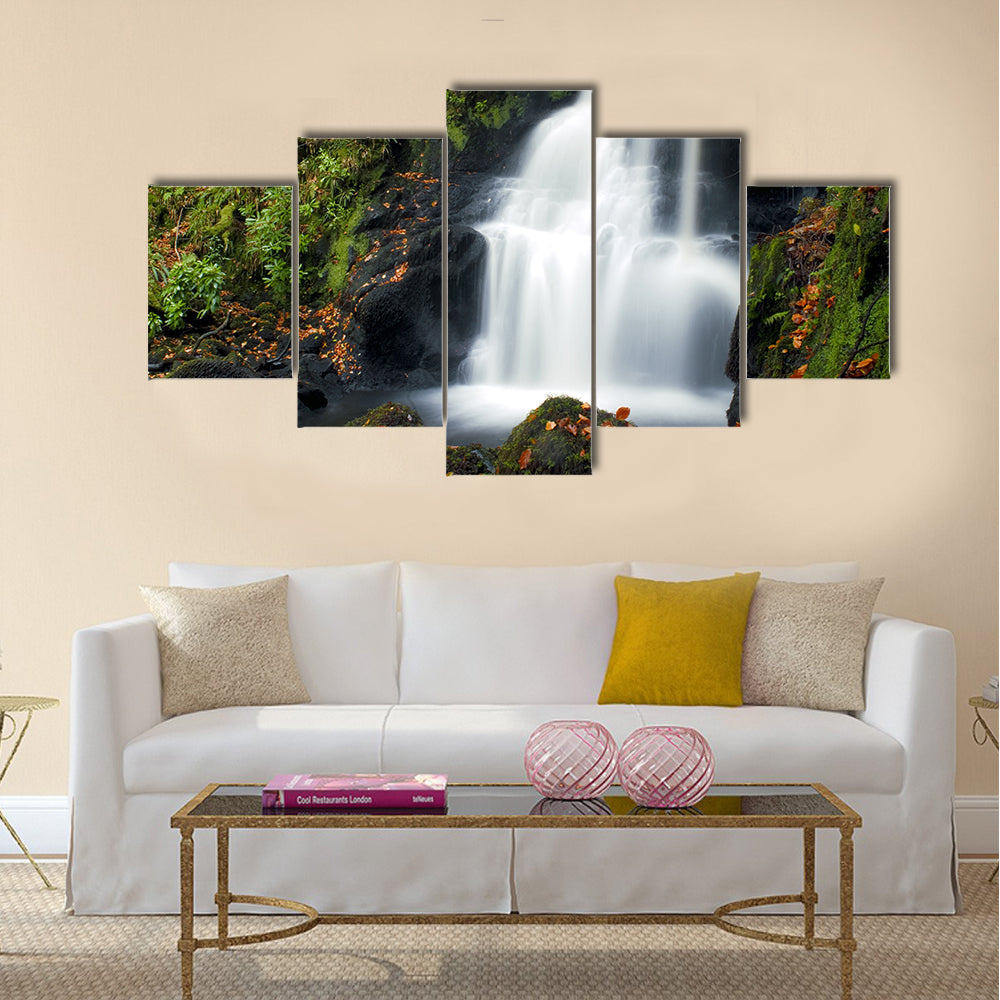 Tobermory Waterfall with Mossy Rocks Canvas Wall Art