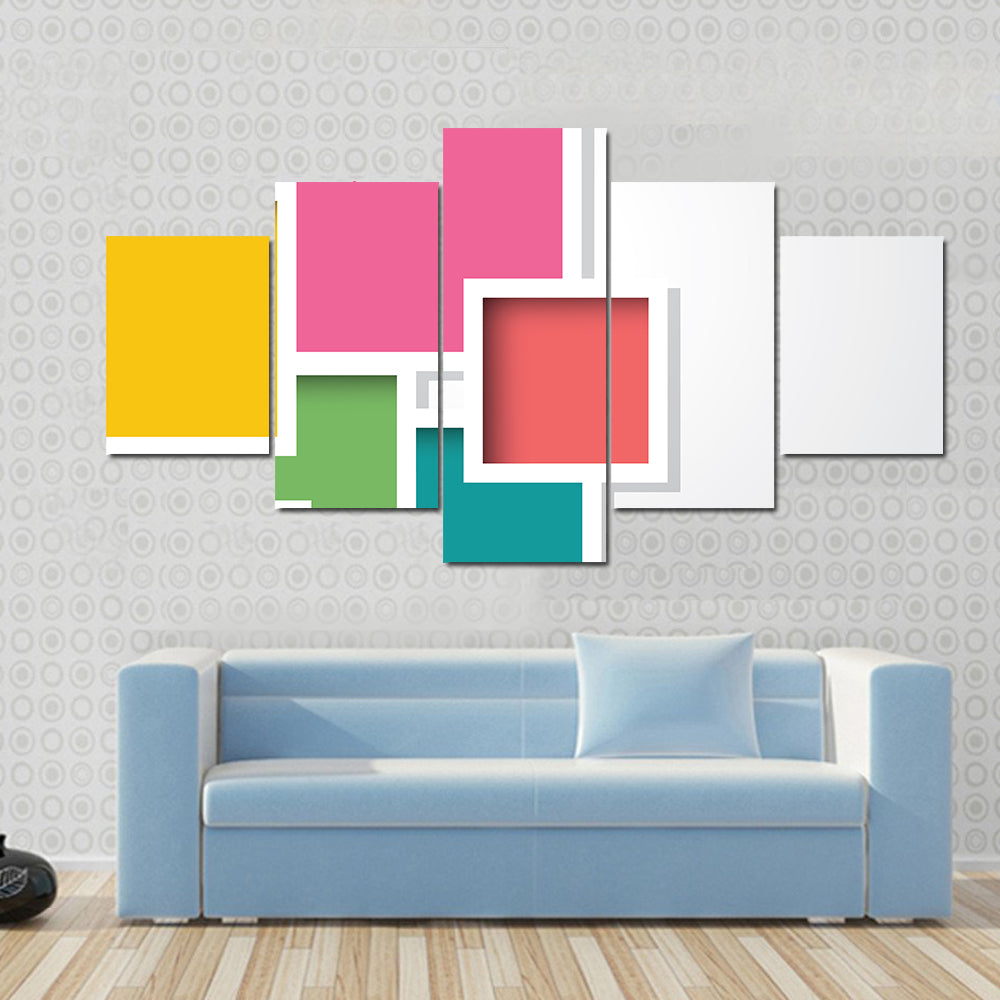 3d Layered Geometric Squares Canvas Wall Art