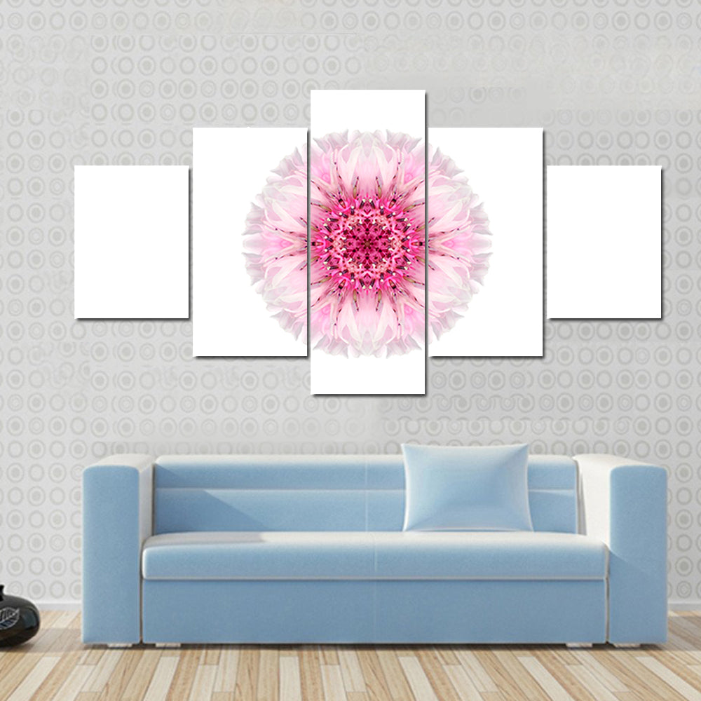 Pink Cornflower Mandala Canvas Wall Art