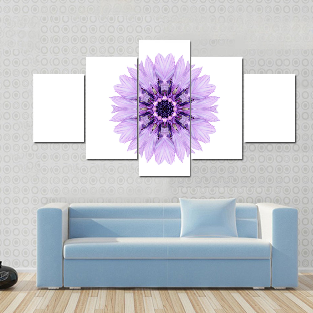 Purple Cornflower Mandala Canvas Wall Art