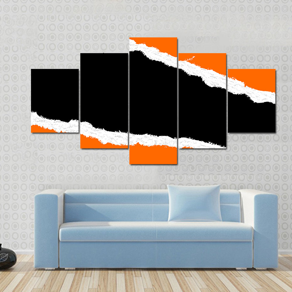 Torn Paper Abstract with Orange Fields Canvas Wall Art
