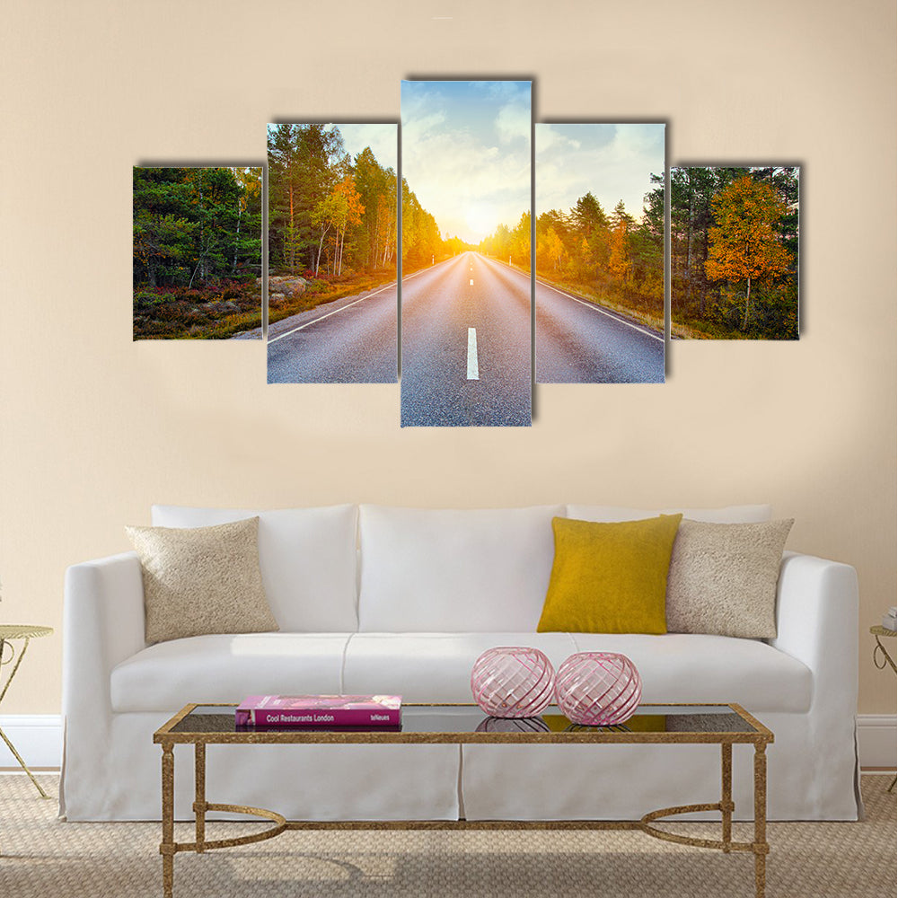 Scenic Road In Sweden Canvas Wall Art