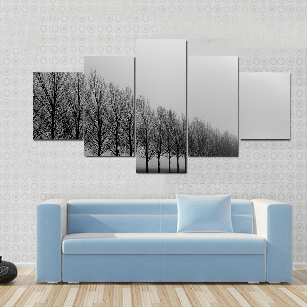 Autumn Trees in Mist Canvas Wall Art