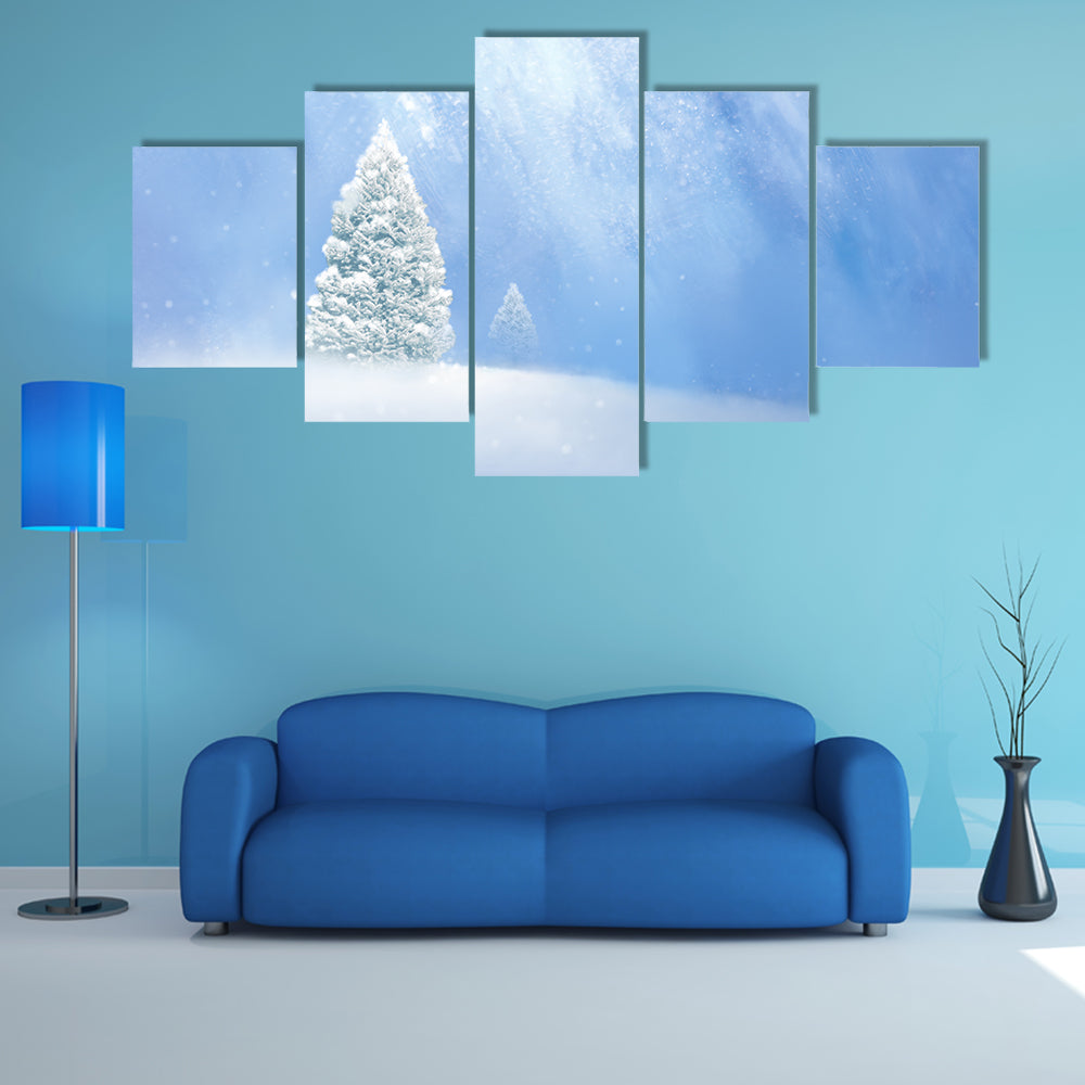 Snow-covered Pines in Soft Winter Light Canvas Wall Art