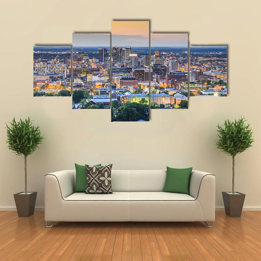 Birmingham Downtown Skyline In Alabama Canvas Wall Art
