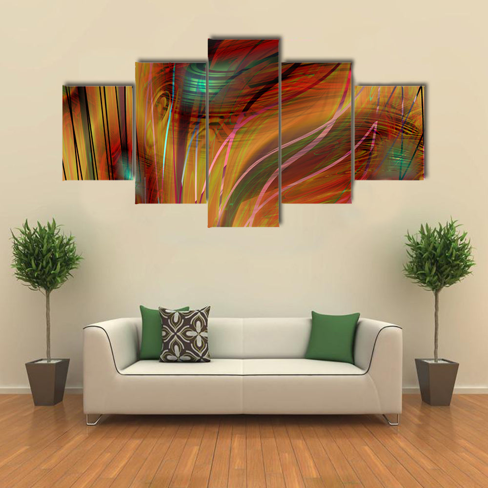 Swirling Teal, Gold, and Pink Abstract Canvas Wall Art