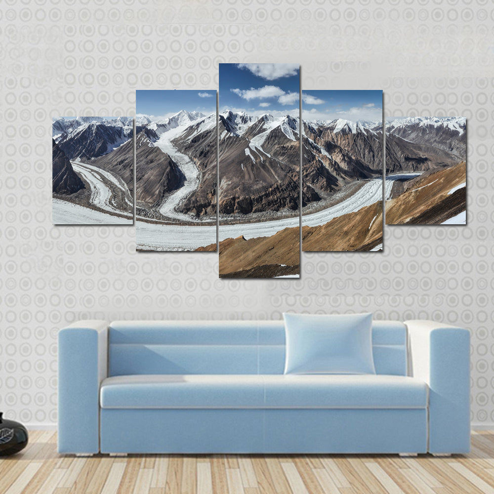 Scenic Fedchenko Glacier In Tajikistan Canvas Wall Art