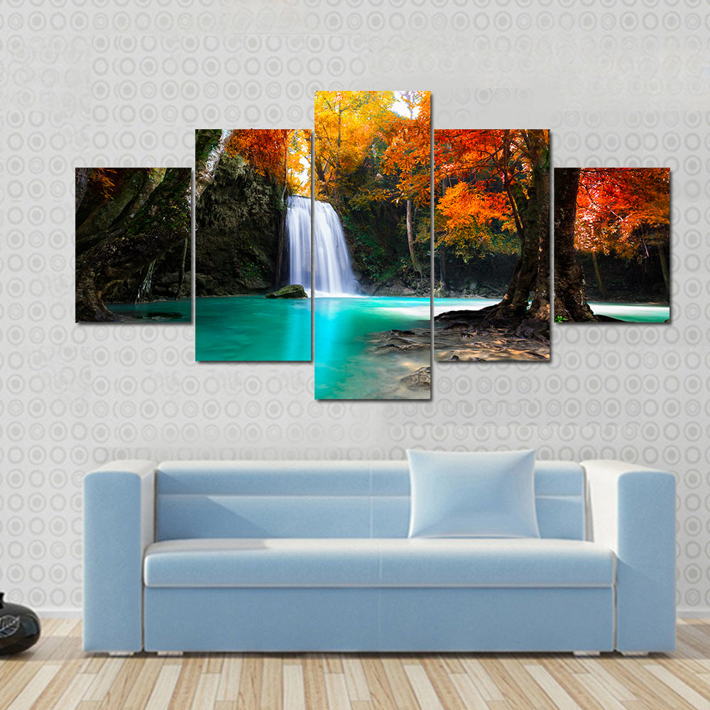 Deep Forest Waterfall In Kanchanaburi Thailand Canvas Wall Art