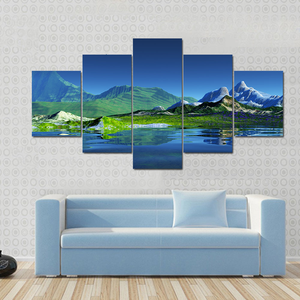 Serene Mountain Lake Reflection Canvas Wall Art