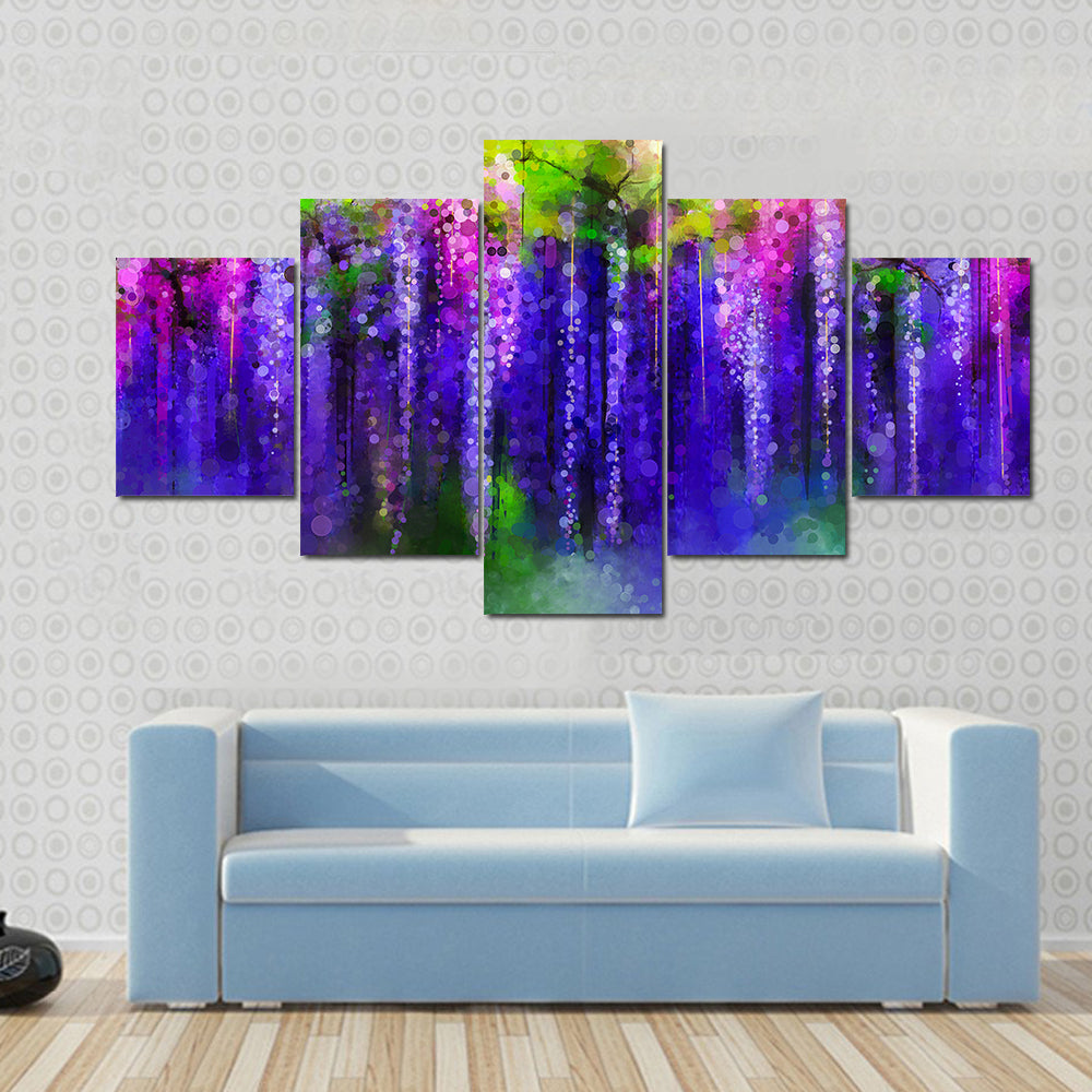 Wisteria Purple Flowers In Spring Canvas Wall Art