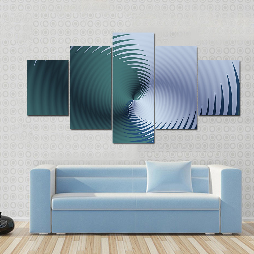 Teal Spiral Floral Pattern Canvas Wall Art