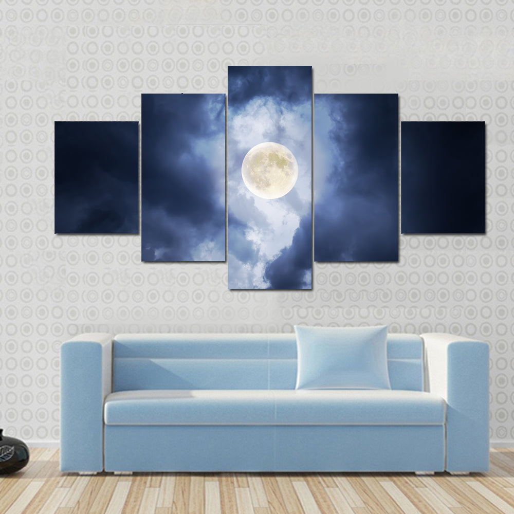 Supermoon in Clouds Canvas Wall Art