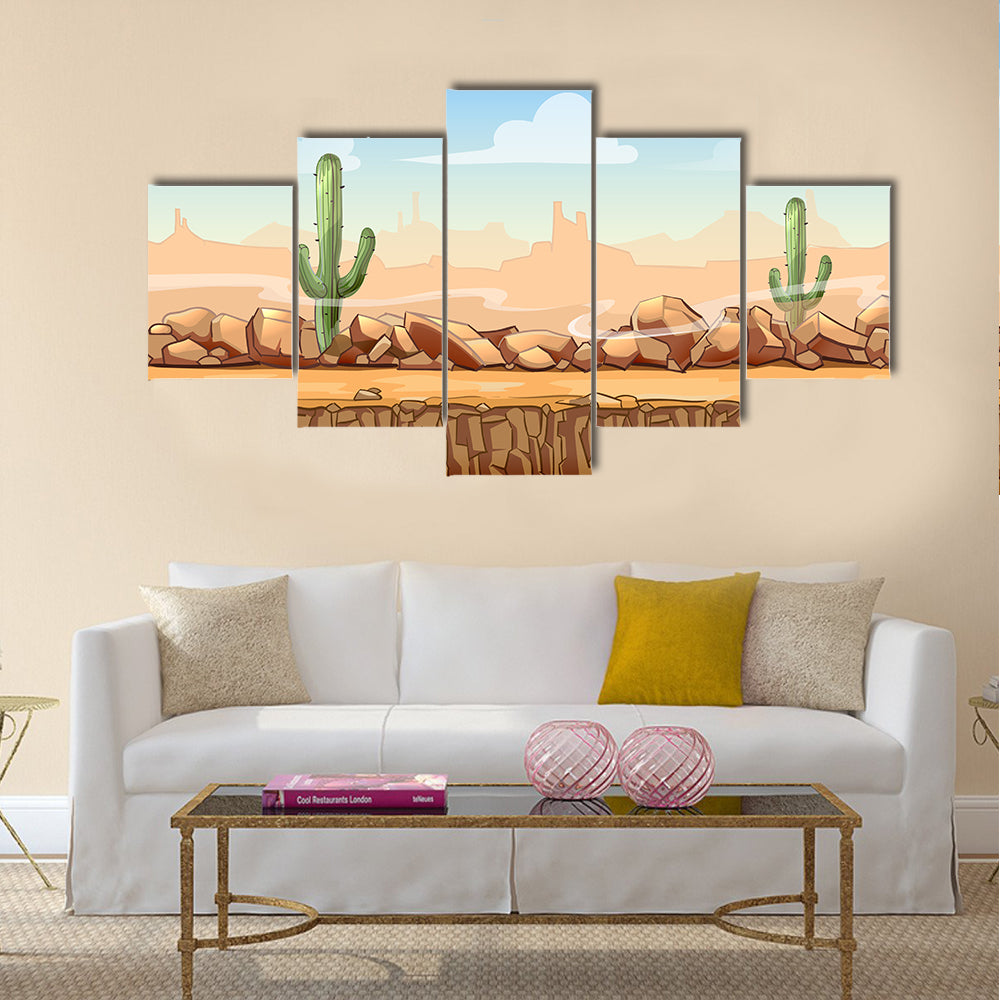 Wild West Desert Game Scene Canvas Wall Art