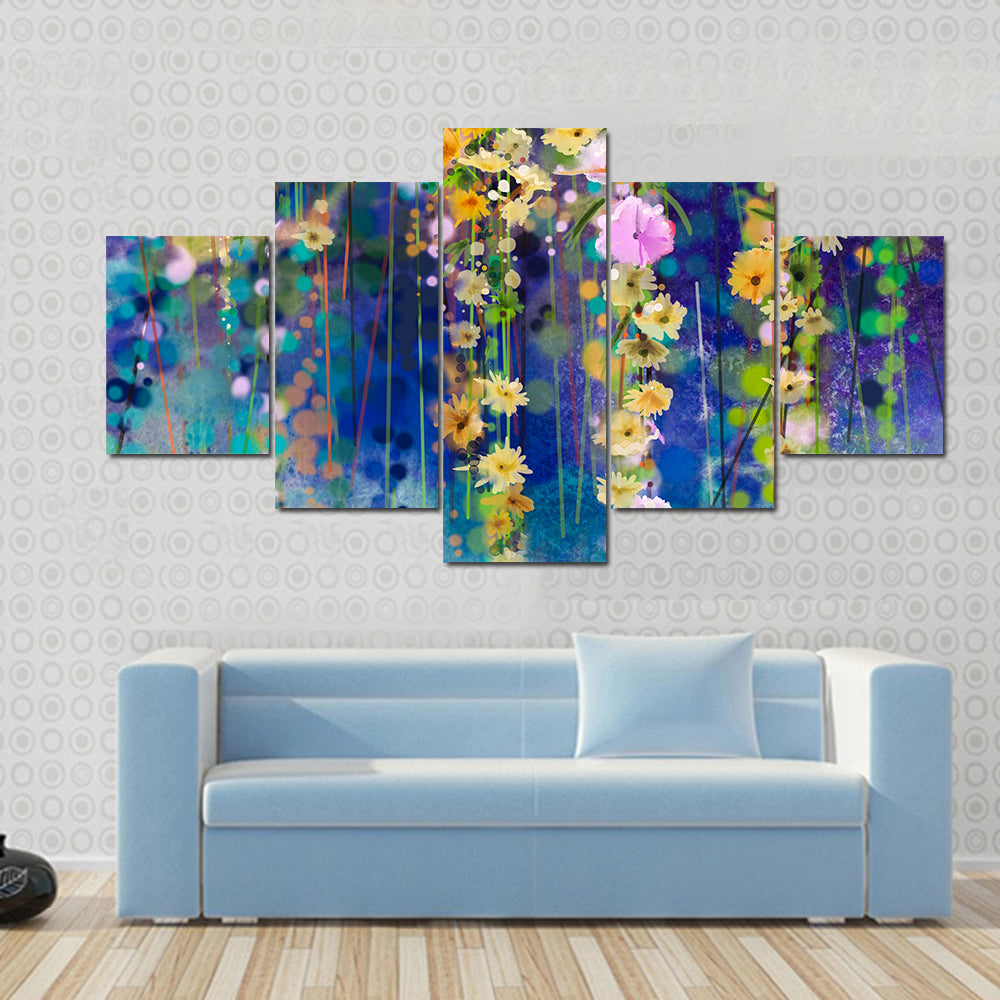 Spring Floral Field Abstract Canvas Wall Art