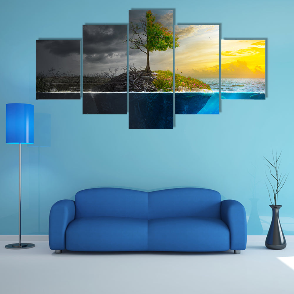 Life And Death On Floating Island Canvas Wall Art