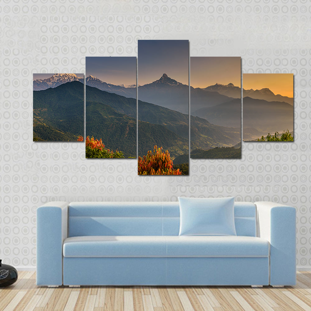 Sunrise Over Himalaya Mountains Near Pokhara Nepal Canvas Wall Art