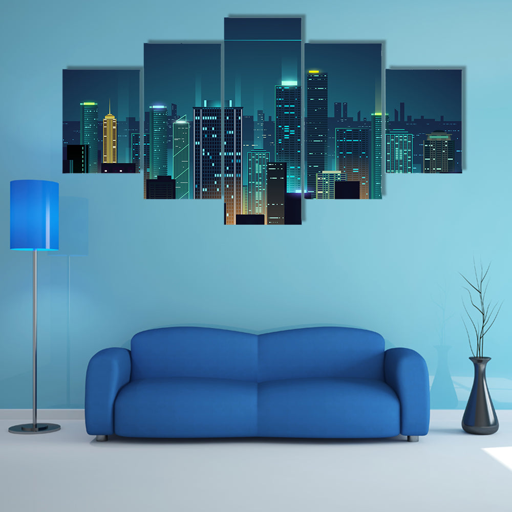New York City Night Skyline Canvas Wall Art