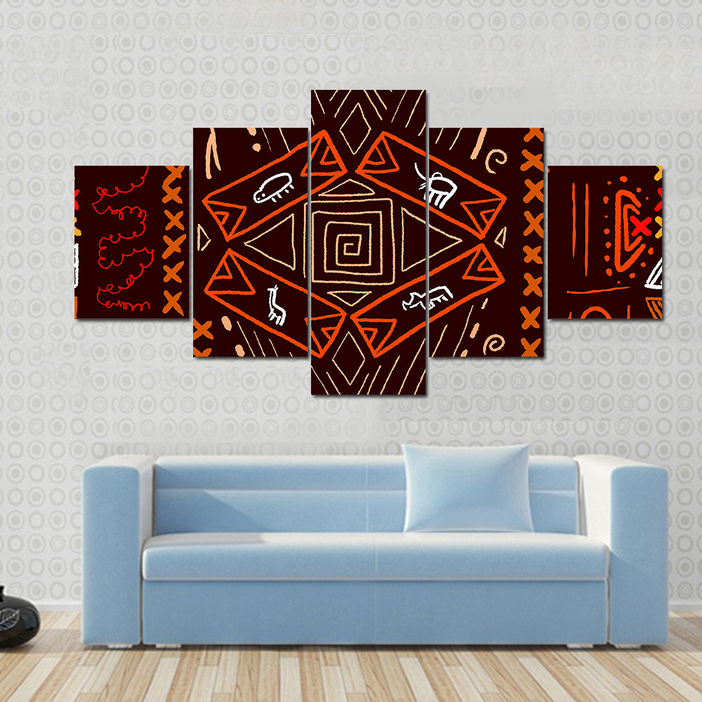 African Aboriginal Tribal Design Canvas Wall Art