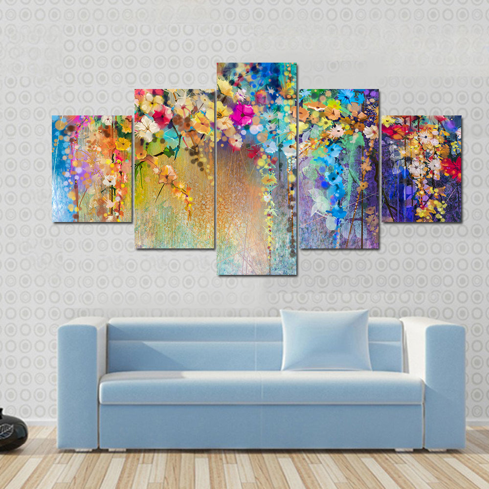 Cascading Watercolor Floral Abstract Canvas Wall Art