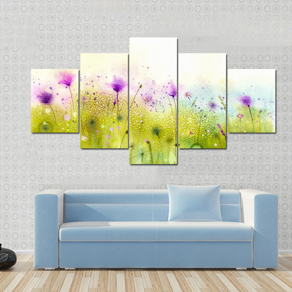 Abstract Cosmos Wildflowers Canvas Wall Art