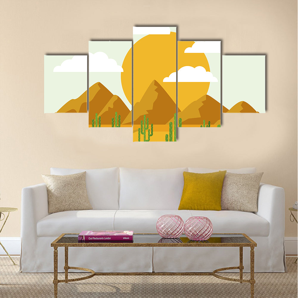Layered Desert Vector Illustration Canvas Wall Art