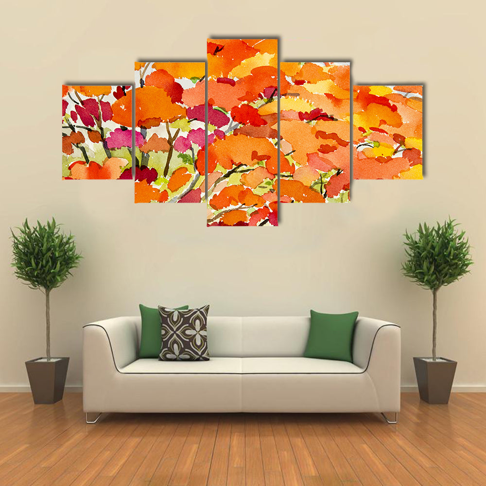 Peacock Flowers Watercolor Abstract Canvas Wall Art