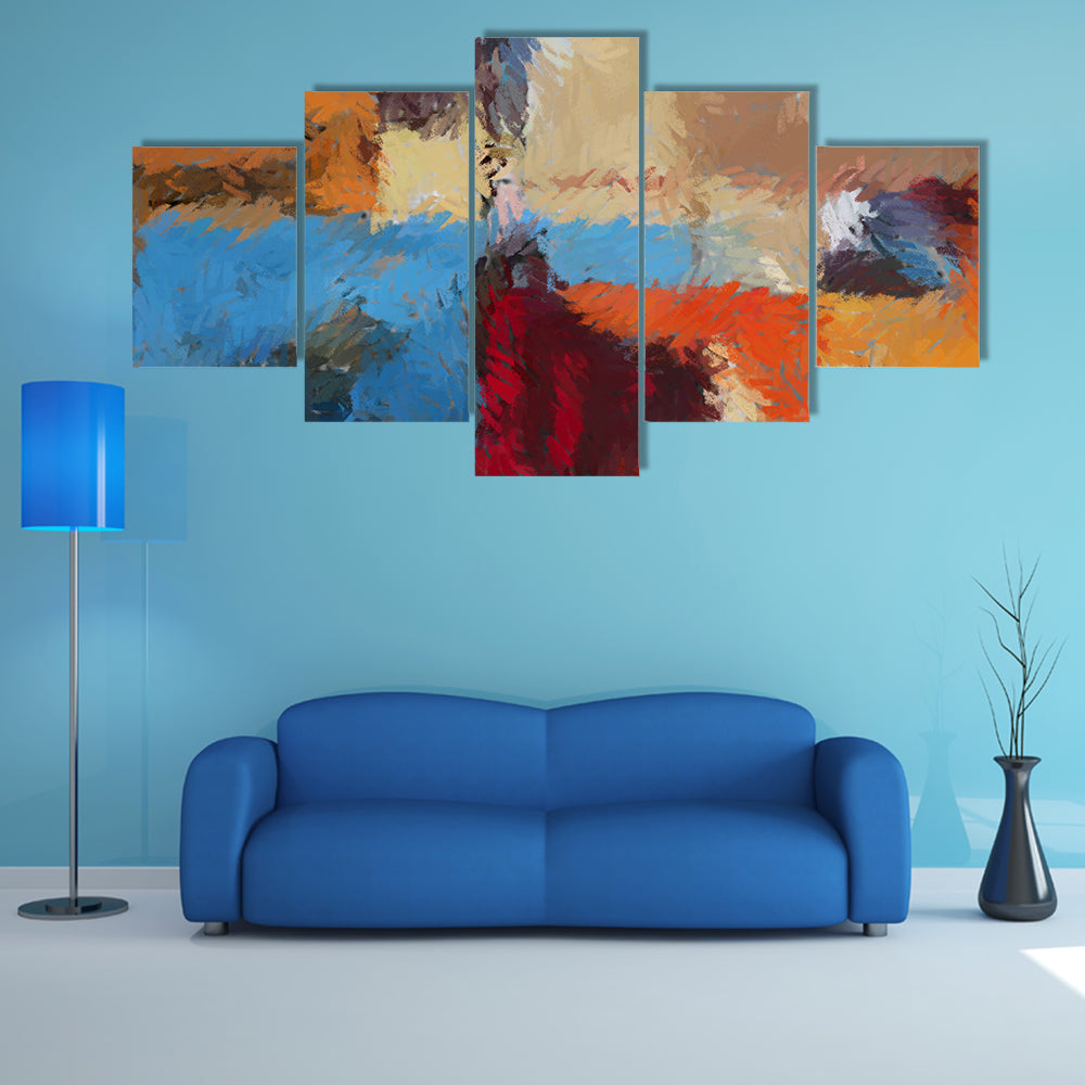 Hand-drawn Textured Abstract Painting Canvas Wall Art