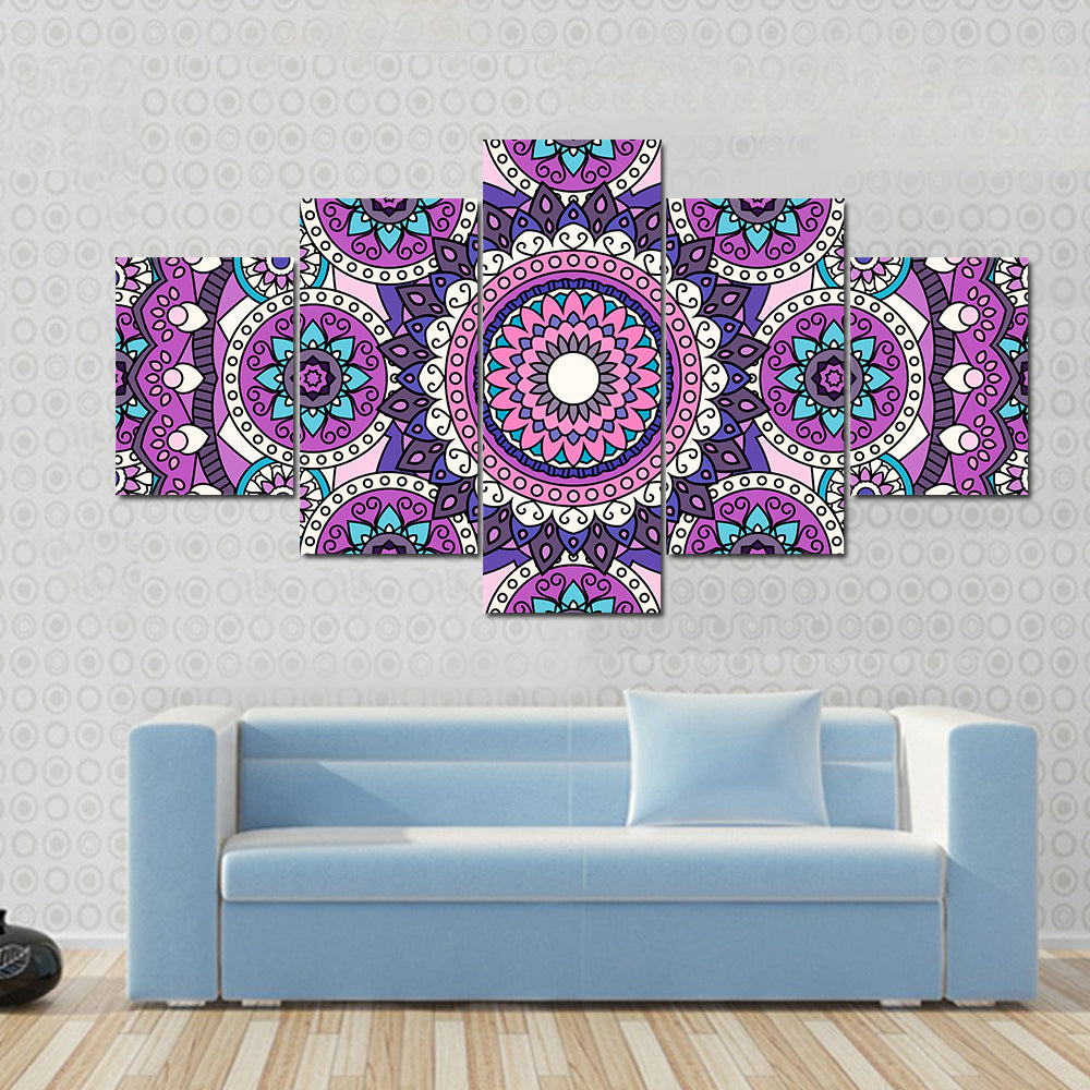 Purple Mandala Pattern Canvas Wall Art