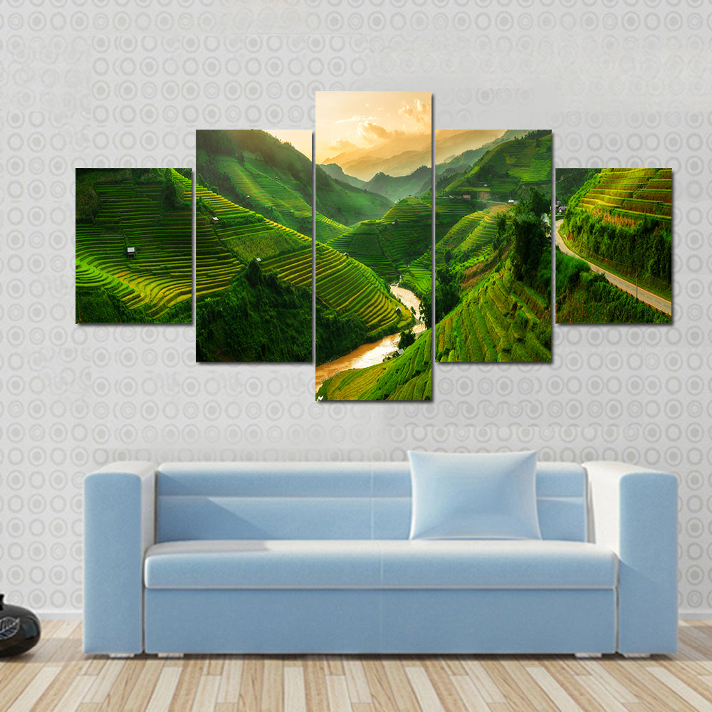 Terraced Rice Field In Mu Cang Chai In Vietnam Canvas Wall Art