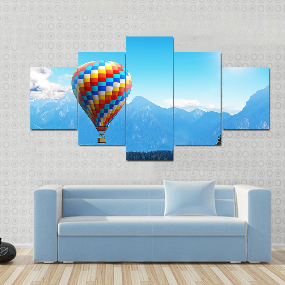 Bavaria Hot Air Balloon Over Alpine Lake Canvas Wall Art