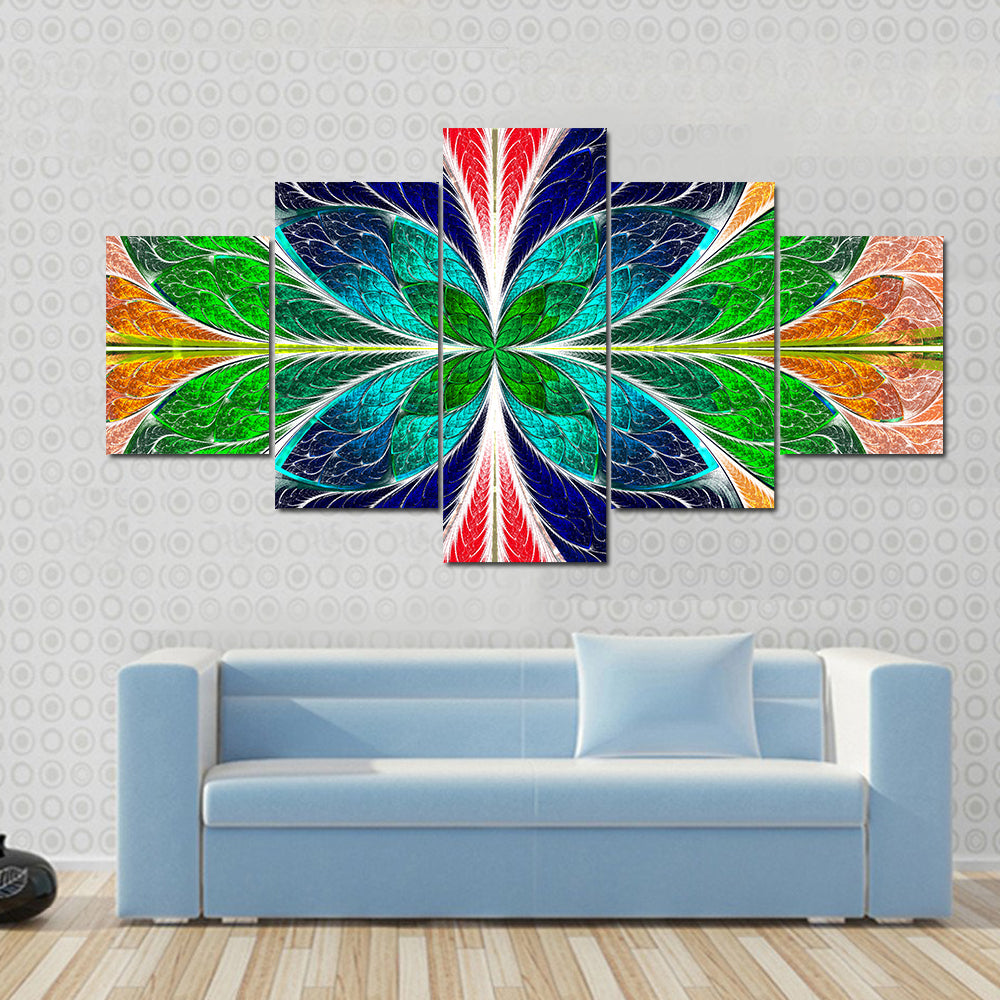 Stained Glass Fractal Butterfly Canvas Wall Art