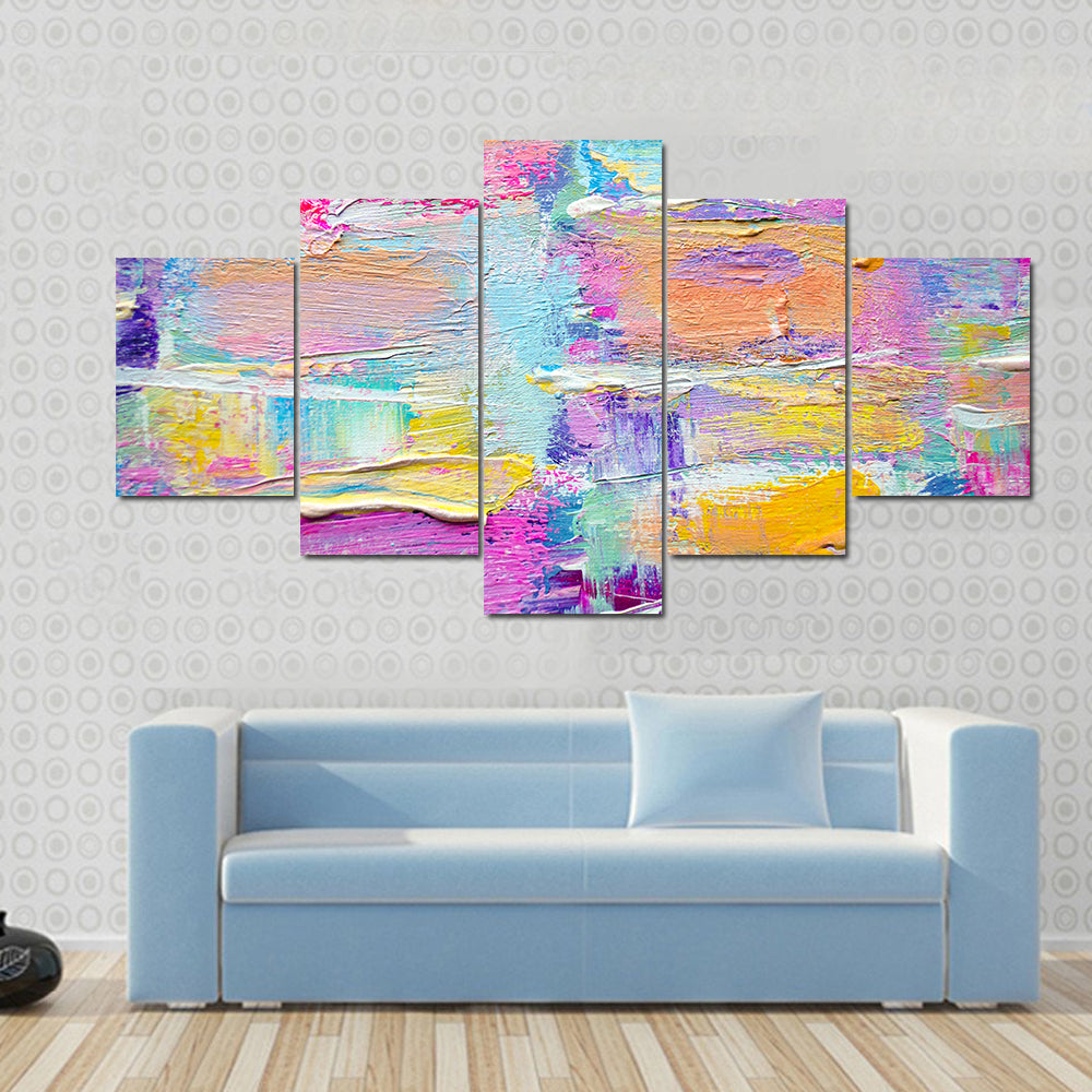 Layered Brushstrokes in Blue and Pink Canvas Wall Art