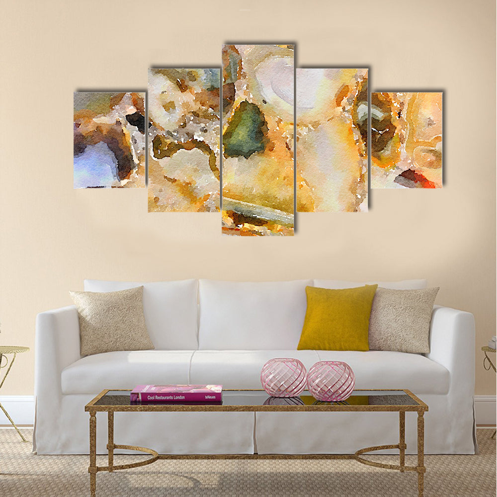 Watercolor Agate Gemstone Mosaic Canvas Wall Art
