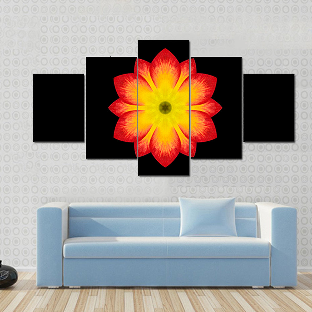Red And Yellow Flower Mandala Canvas Wall Art