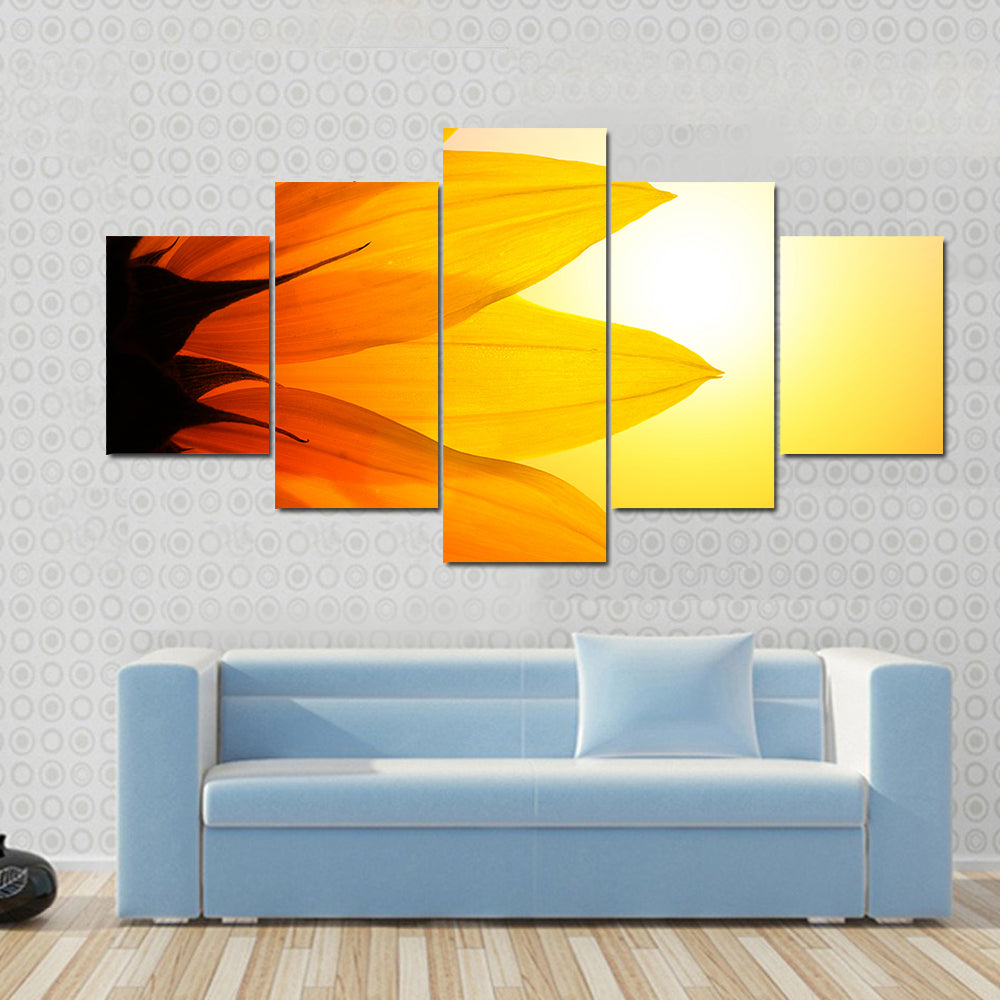 Yellow Sunflower Petals At Sunset Canvas Wall Art