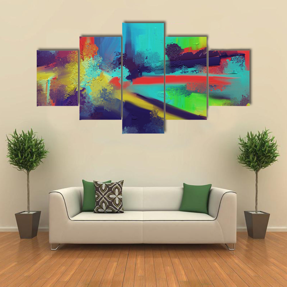 Expressionist Color Burst with Yellow-white Highlight Canvas Wall Art