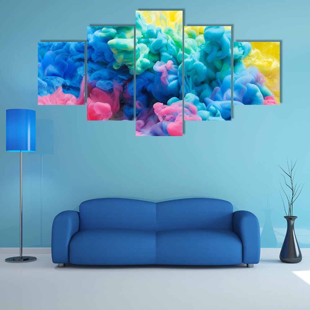 Colorful Acrylic Ink Swirls Canvas Wall Art