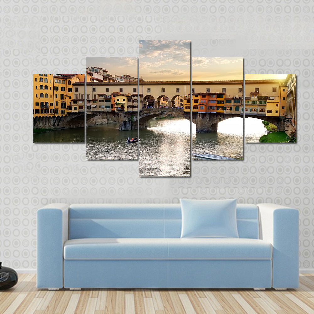 Ponte Vecchio In Florence At Sunset In Italy Canvas Wall Art