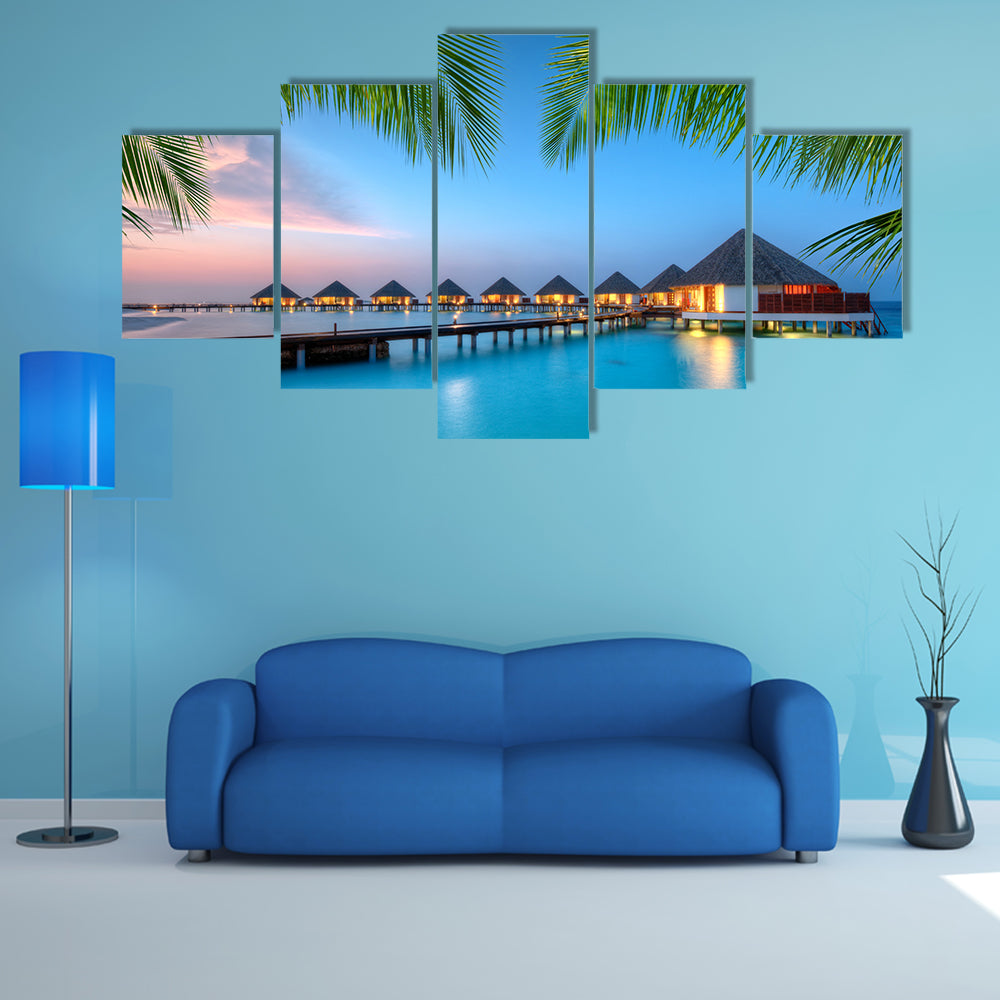 Water Villas on Maldives Resort Canvas Wall Art