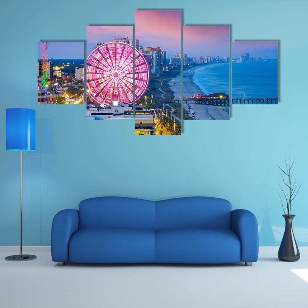 Myrtle Beach Sunset Ferris Wheel Canvas Wall Art
