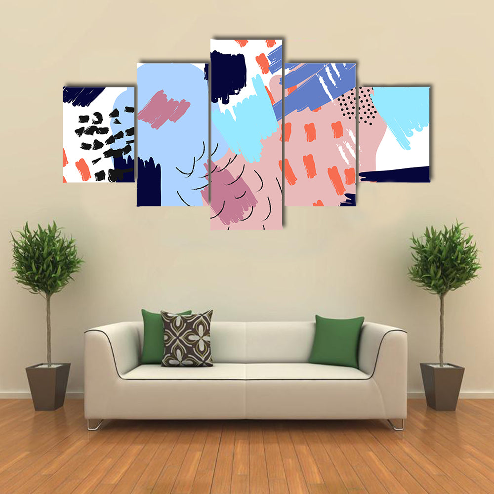 Memphis Style Abstract Collage Canvas Wall Art
