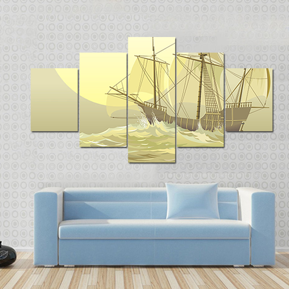Santa Maria Caravel at Sunset Canvas Wall Art