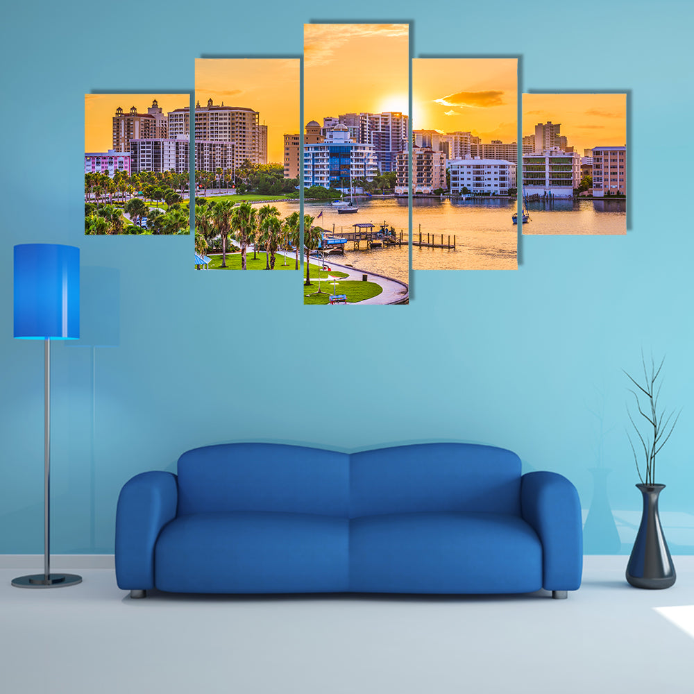 Sarasota Downtown Skyline at Golden Hour Canvas Wall Art