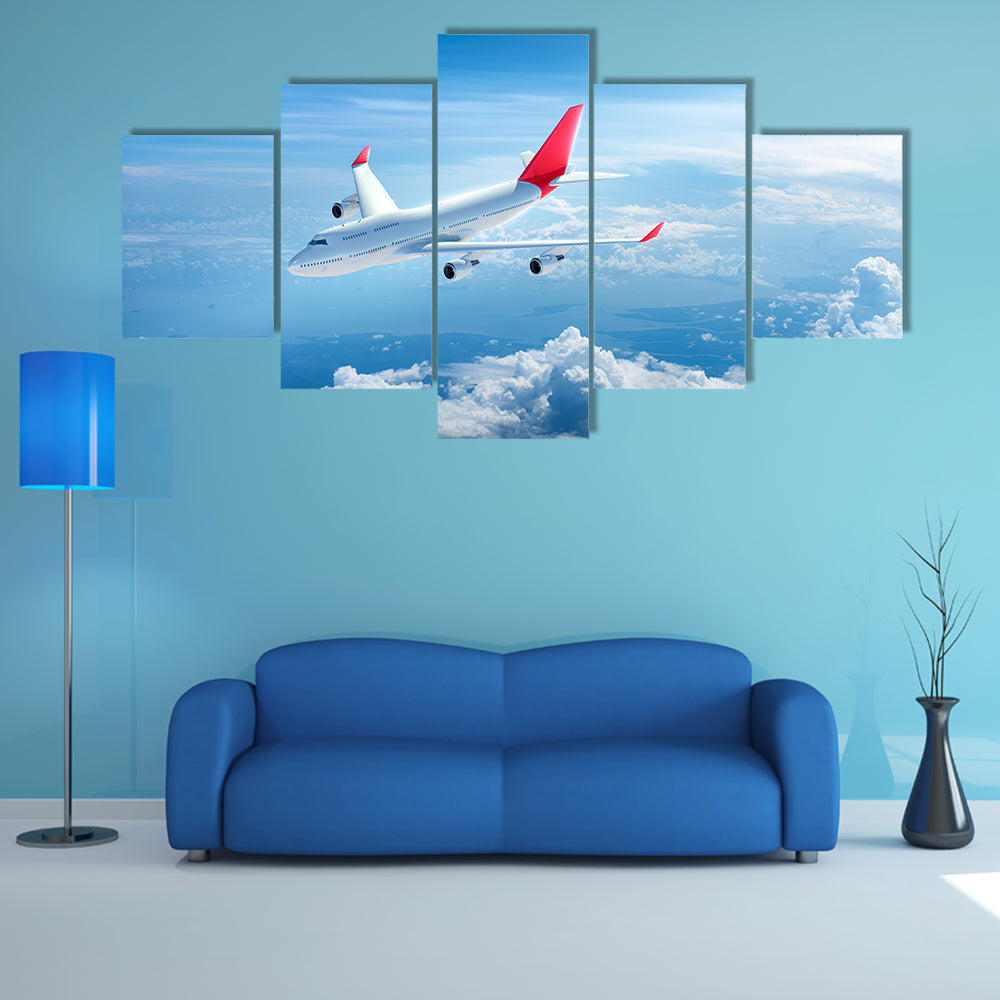 Four-engine Jet Above Clouds Canvas Wall Art