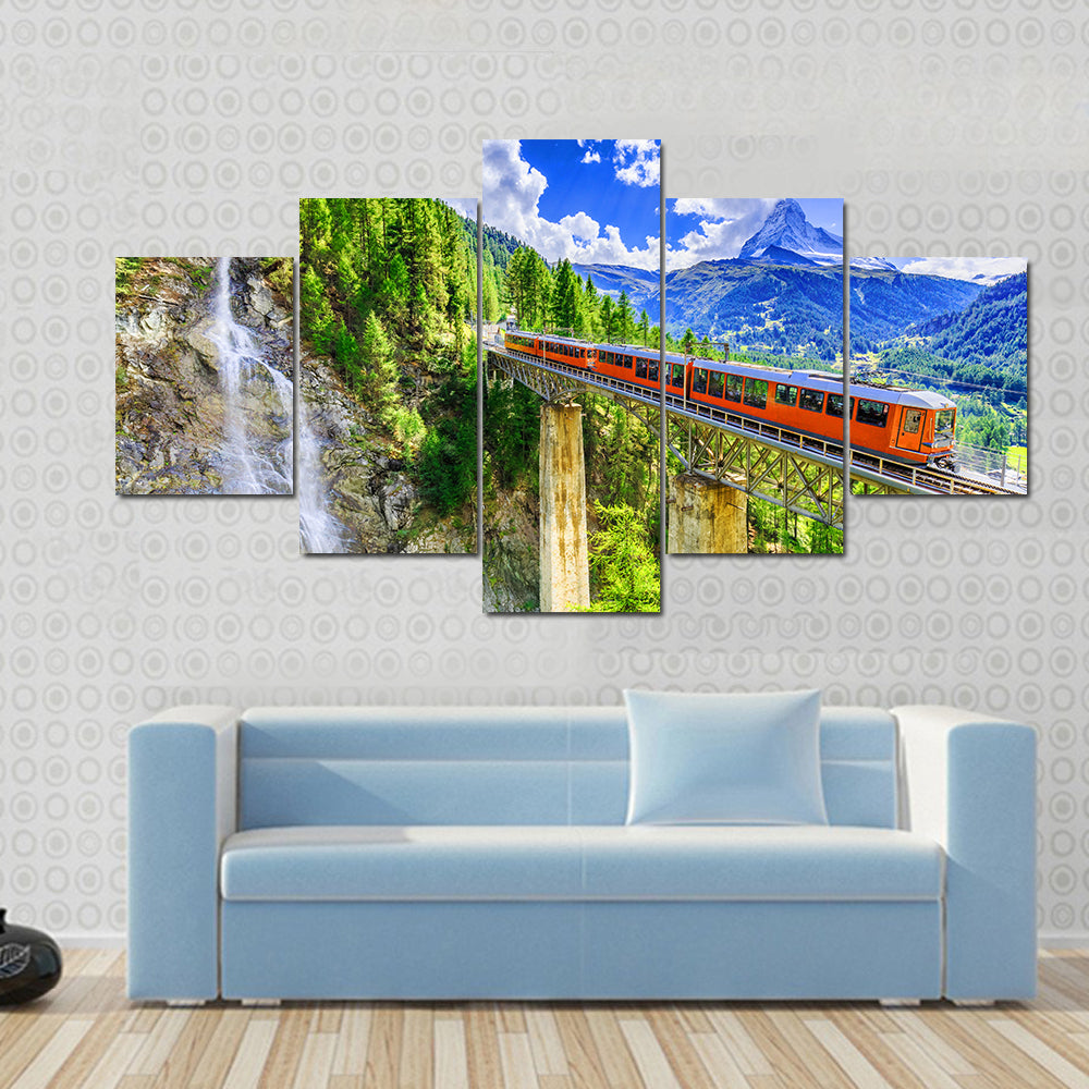 Gornergrat Tourist Train In Zermatt, Switzerland Canvas Wall Art