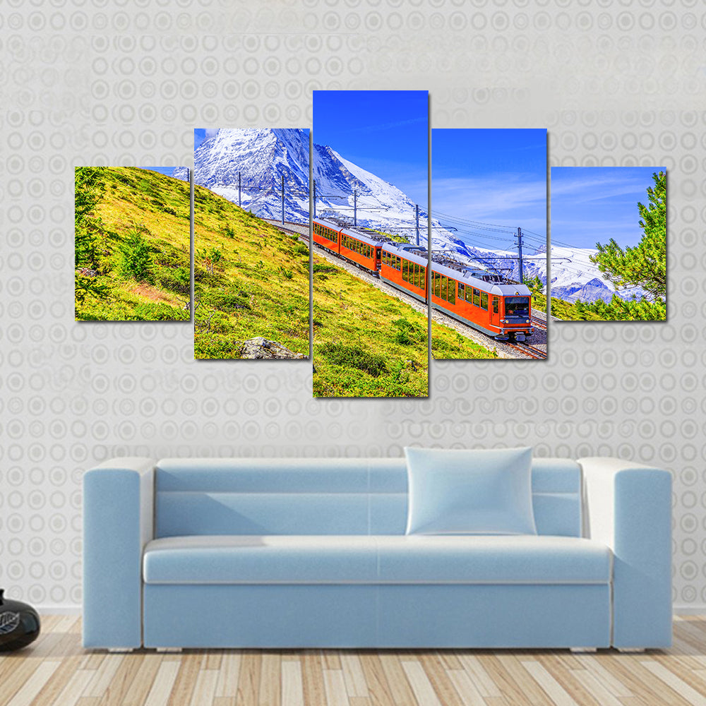 Gornergrat Tourist Train In Zermatt Switzerland Canvas Wall Art